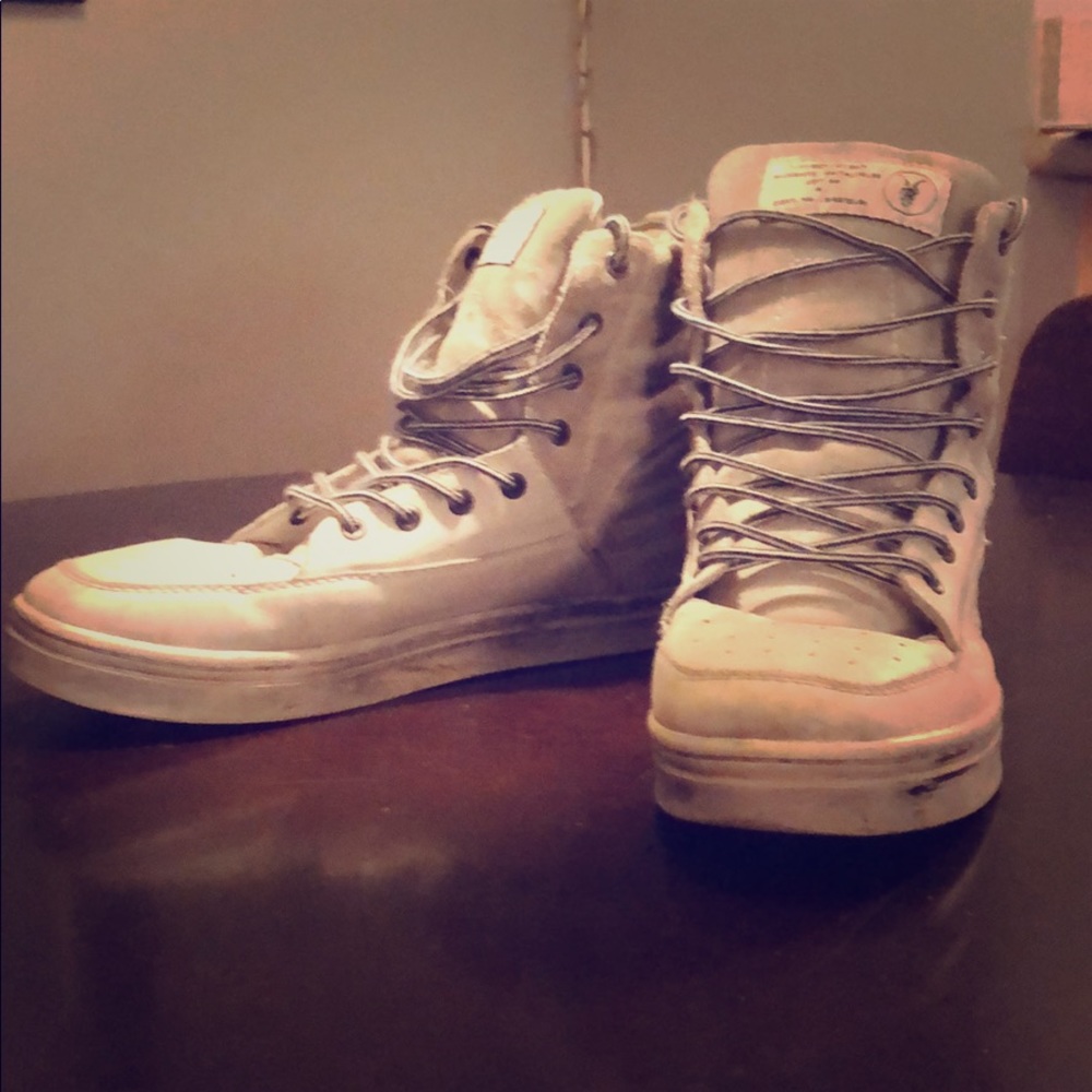 Allsaints distressed men’s high top sneakers